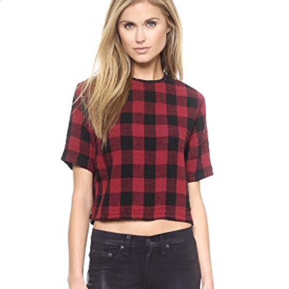 rag & bone Tops - Rag & Bone buffalo plaid reversible crop top